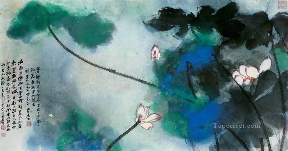 Chang dai chien lotus 30 old China ink Oil Paintings